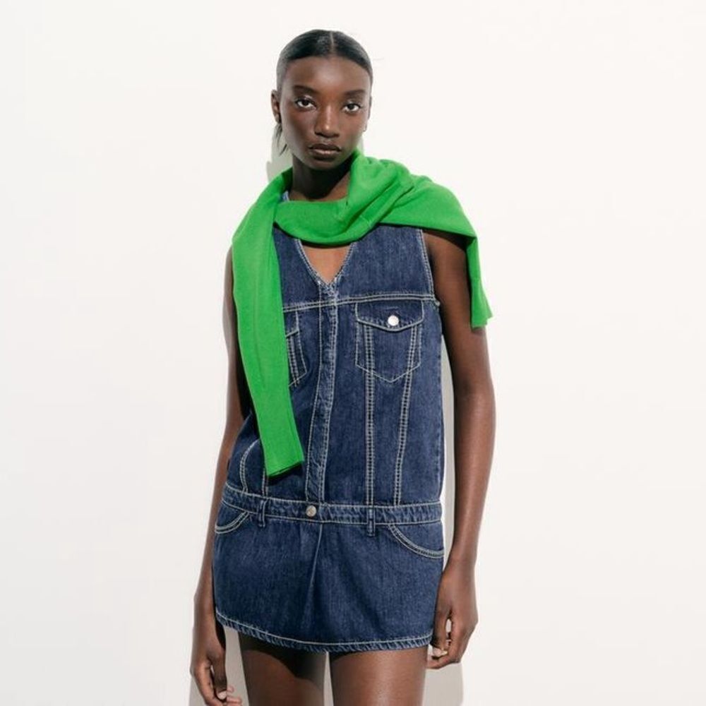 ZARA TRF DENIM JUMPSUIT DRESS - Picture 4 of 11